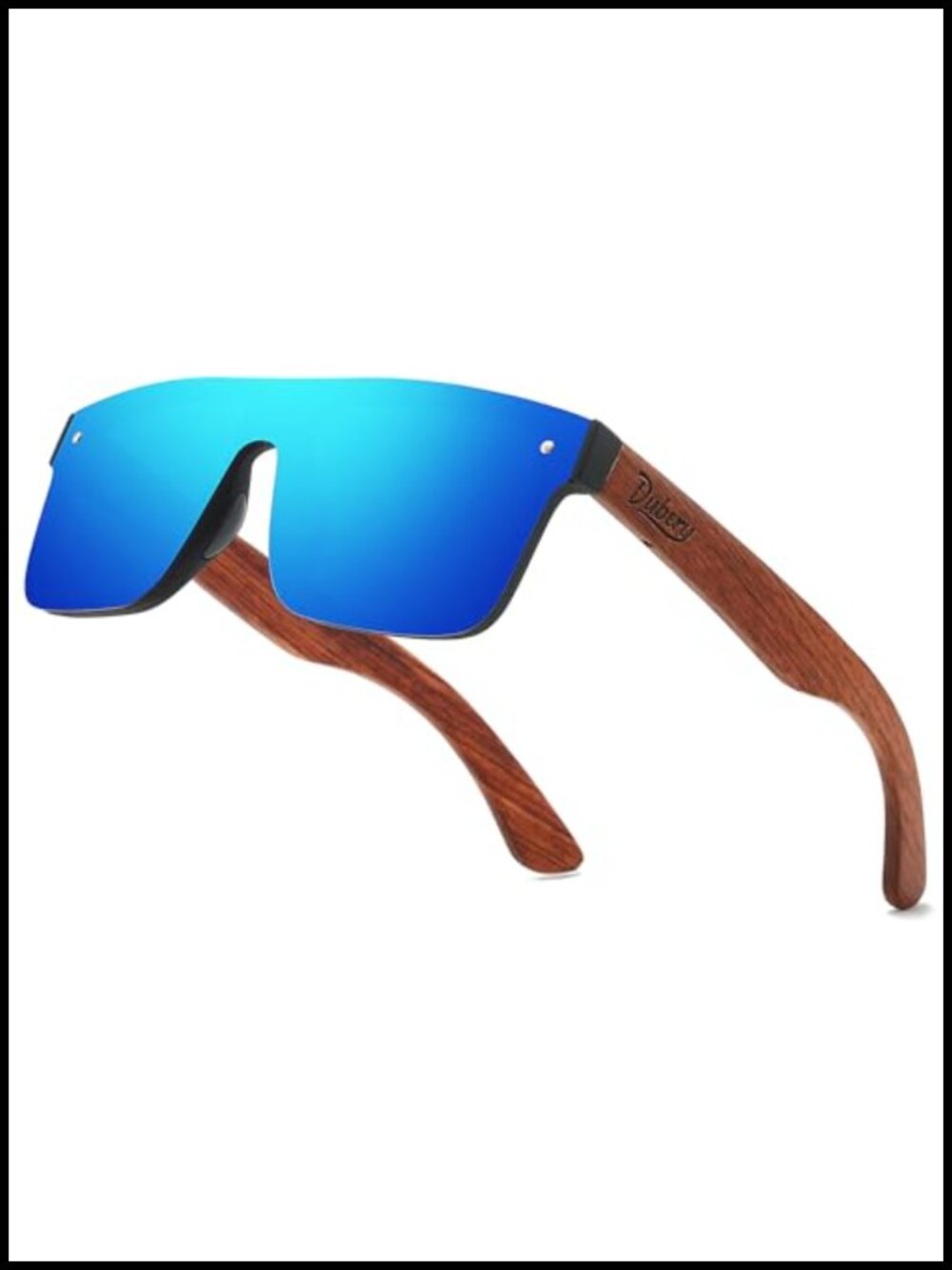 Rimless Wood Polarized Sunglasses Flat Top UV400 Fishing Hiking